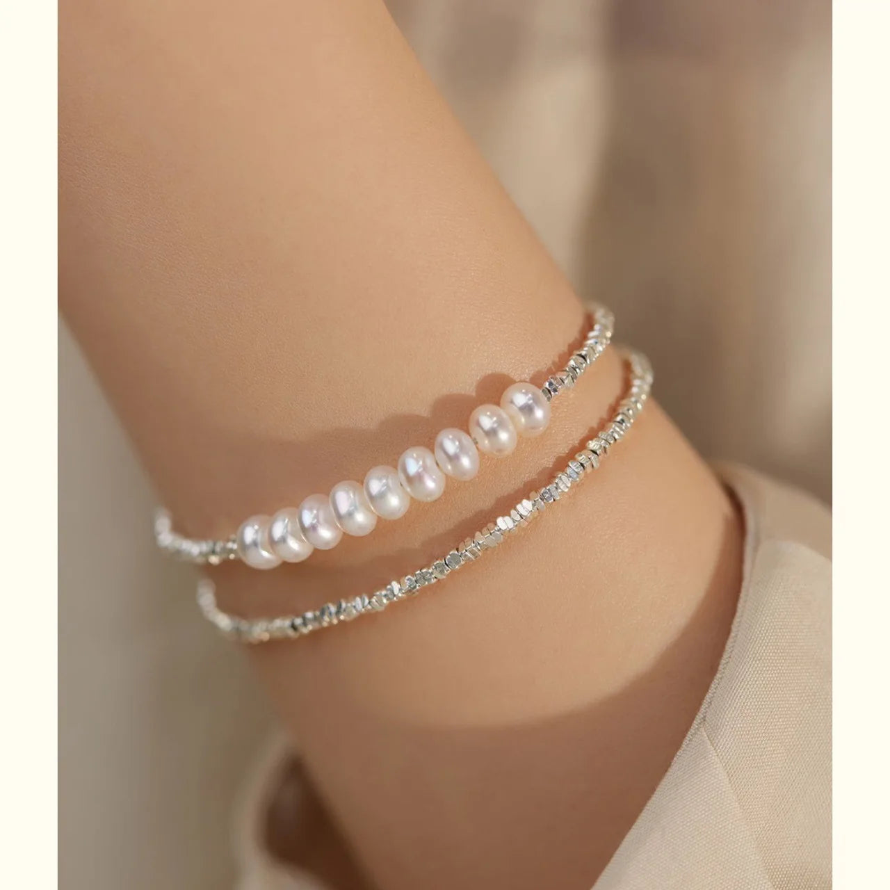 Colorful Crystal Irregular Pearl Beaded Bracelet
