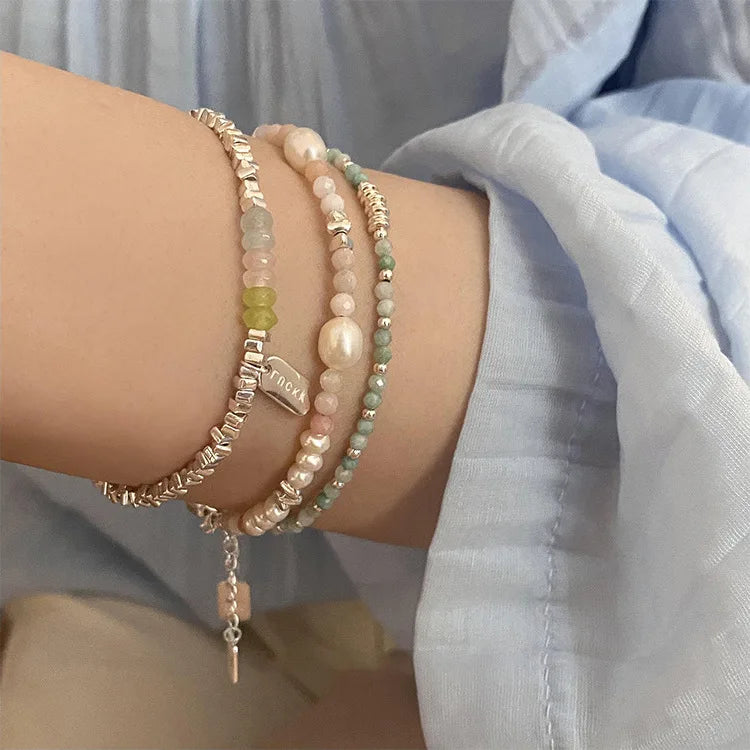 Colorful Crystal Irregular Pearl Beaded Bracelet