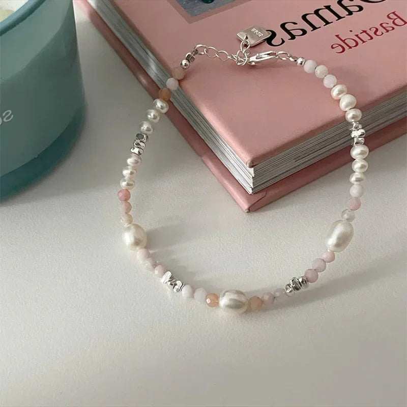 Colorful Crystal Irregular Pearl Beaded Bracelet