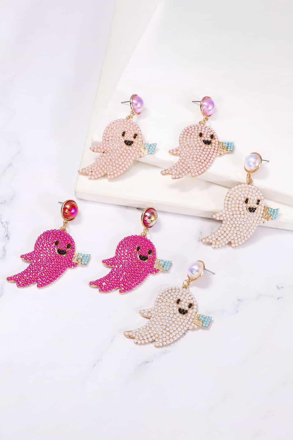 KayBee So Spooky Halloween Ghost Shape Synthetic Pearl Dangle Earrings