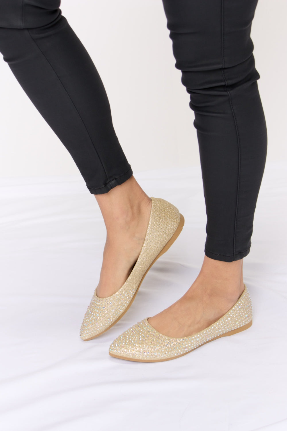 Forever Link Rhinestone Pointed Toe Ballet Flat Slip-Ons