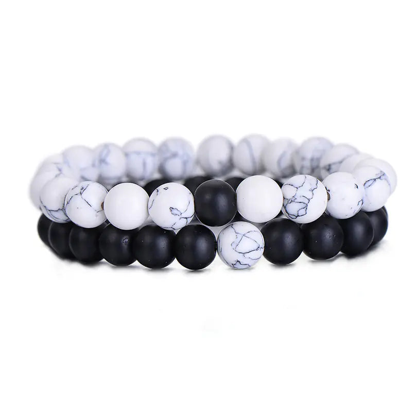 Unique Couples Beaded Crown Bracelet Set - One for Him, One for Her