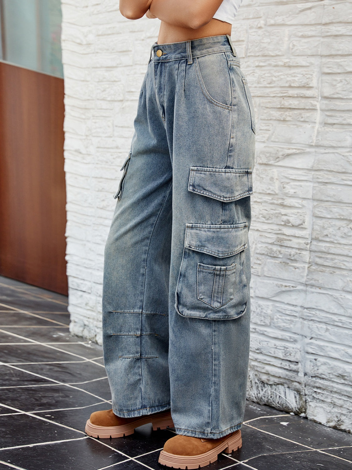 KayBee HR Ruff Washed Cargo Jeans