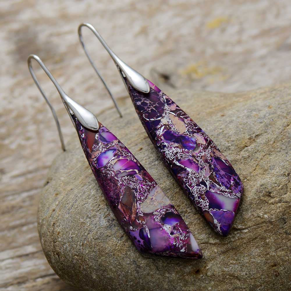 So Striking Natural Stone Copper Dangle Earrings