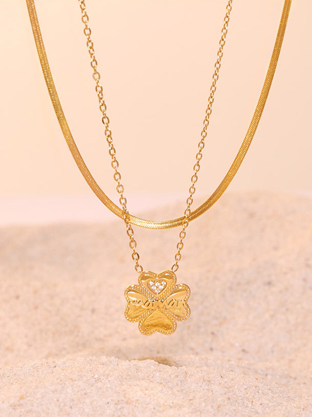 KayBee & Company 2 Piece 18K Inlaid Lucky Clover Necklace
