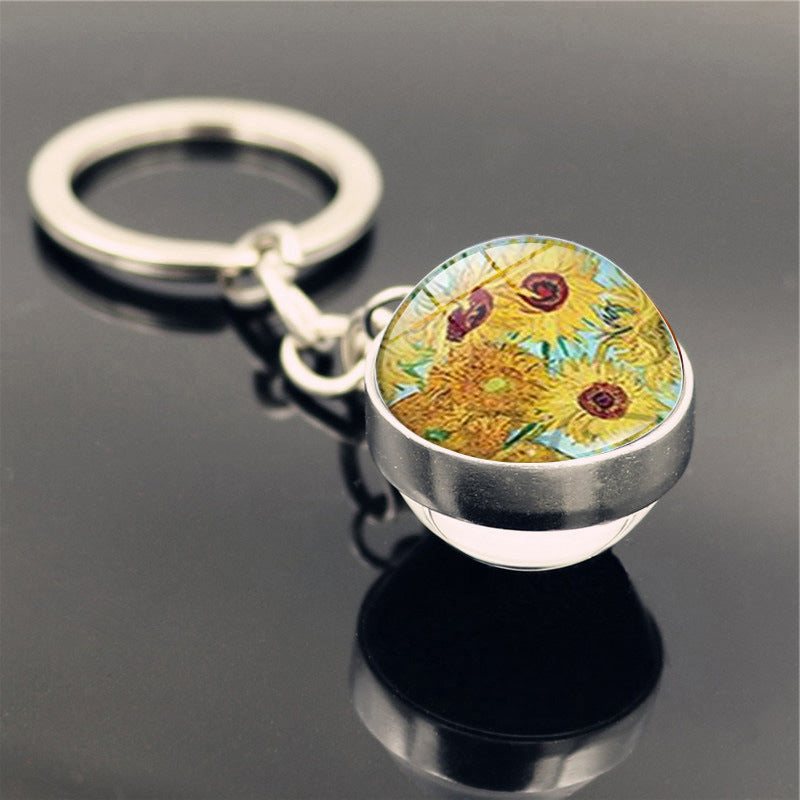 Van Gogh Starry Sunflower Keychain
