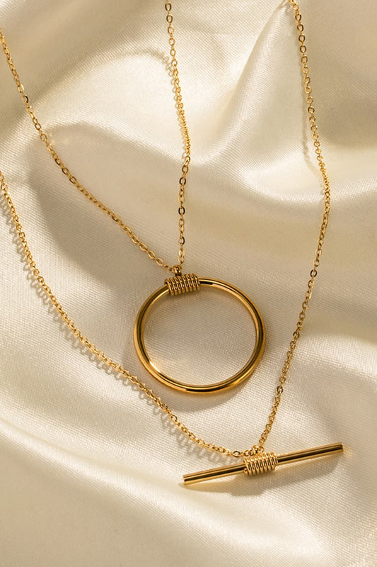 Double-Layered Rod and Circle Necklace