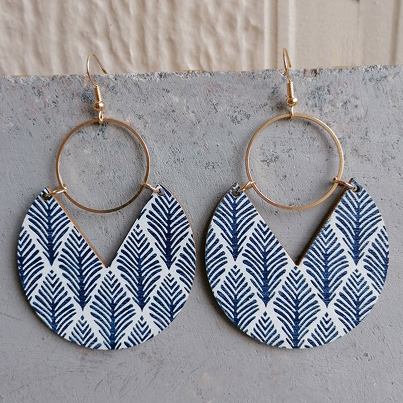 Pac-Man Shape Wooden Dangle Earrings