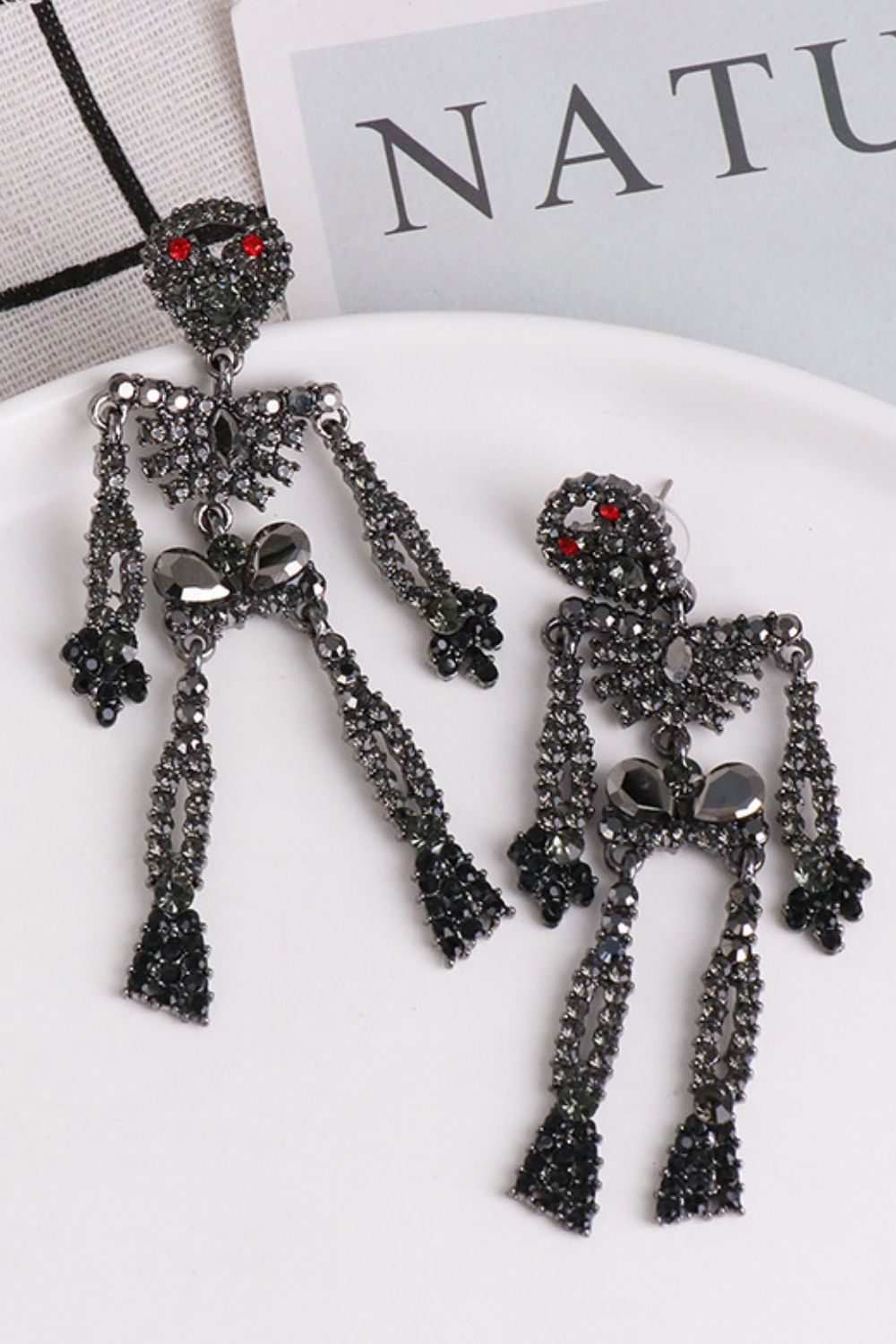 KayBee So Spooky Halloween Sparkly Skeleton Shape Glass Stone Dangle Earrings