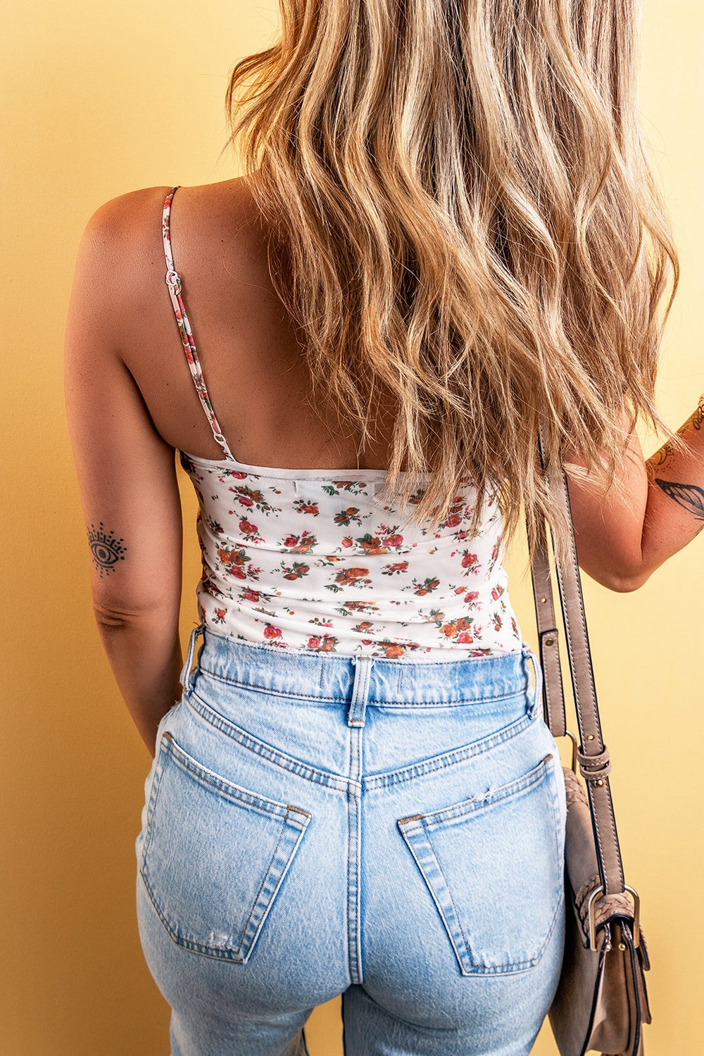 KayBee Frill Notched Spaghetti Strap Bodysuit