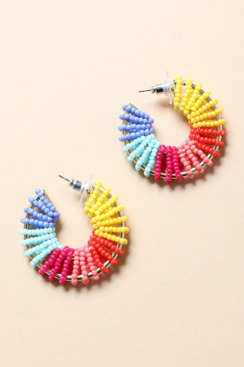 KayBee & Co Colorful Beaded Hoop Earrings