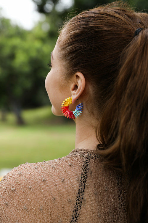 KayBee & Co Colorful Beaded Hoop Earrings