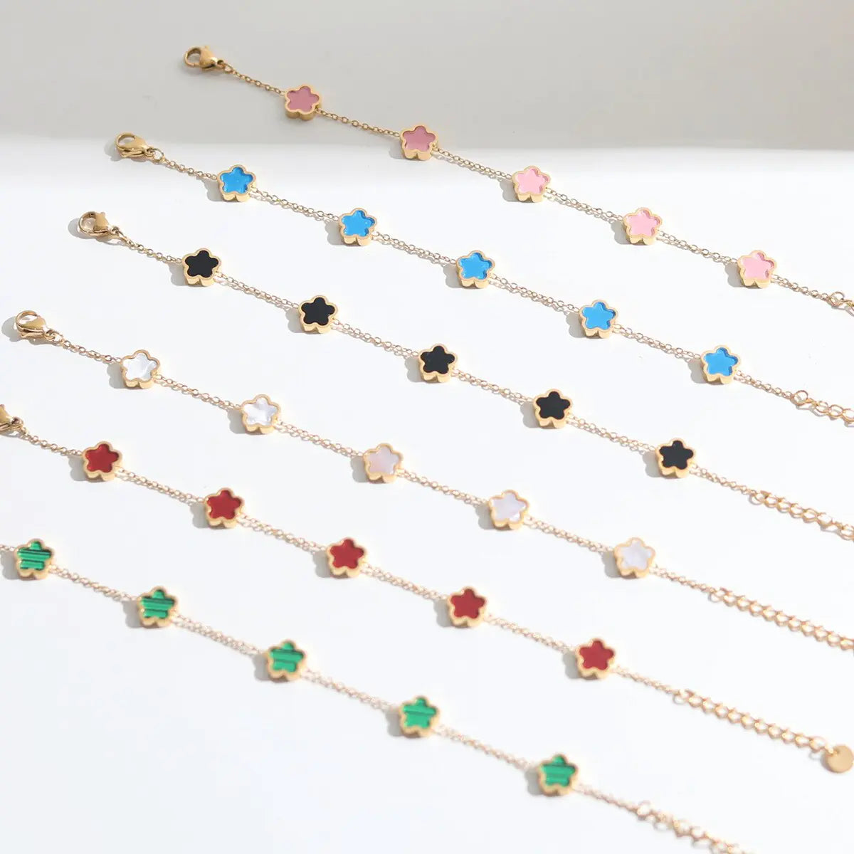 So Lovely Gemstones Flower Charm Bracelet