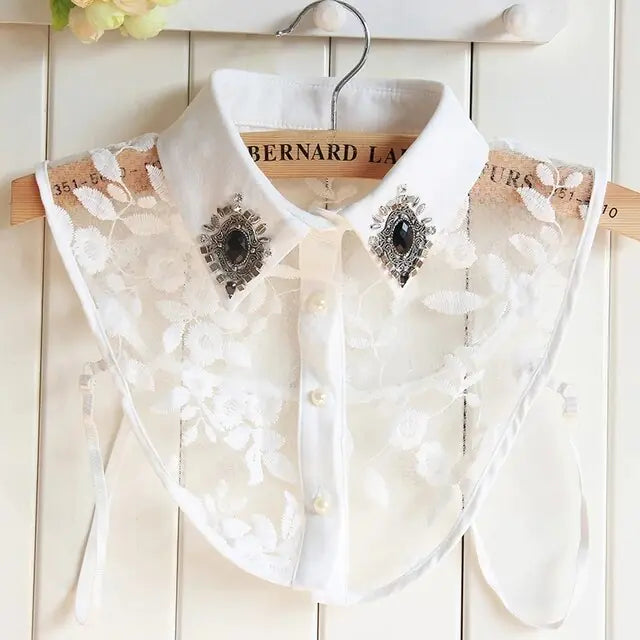 Vintage Style Detachable Silver Beaded Collar for Women