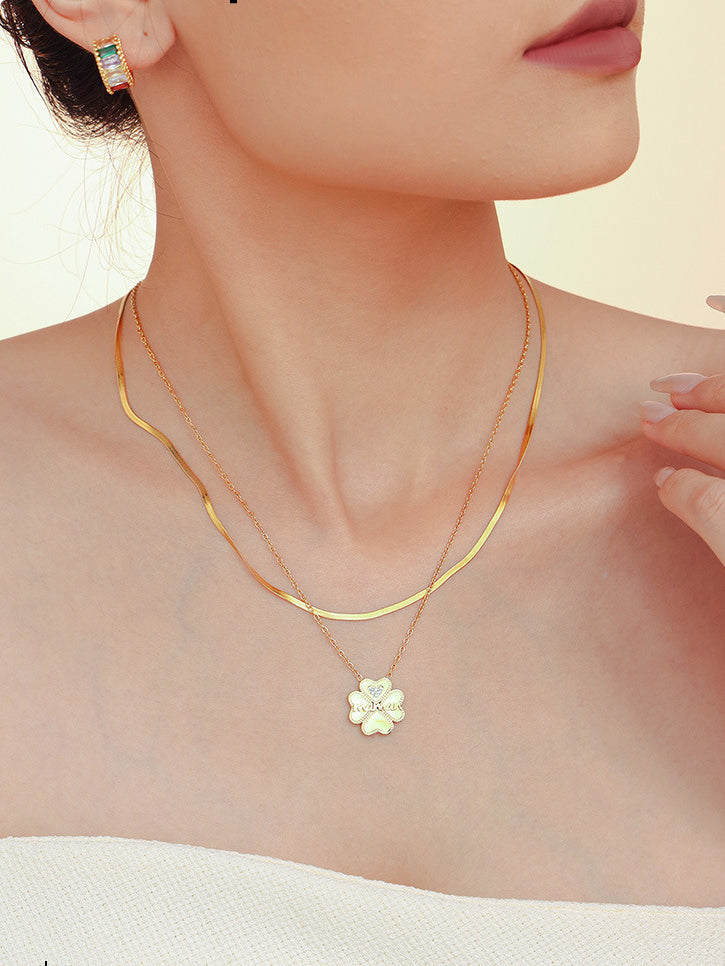 KayBee & Company 2 Piece 18K Inlaid Lucky Clover Necklace