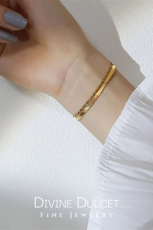 Stunning 18K Gold Double-Layer Chain Bracelet