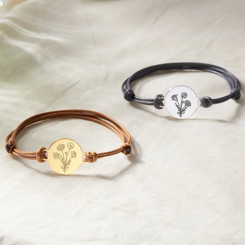 Gift for Mom's - Birth Month Flower Bracelet, up to 5