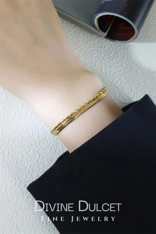 Stunning 18K Gold Double-Layer Chain Bracelet