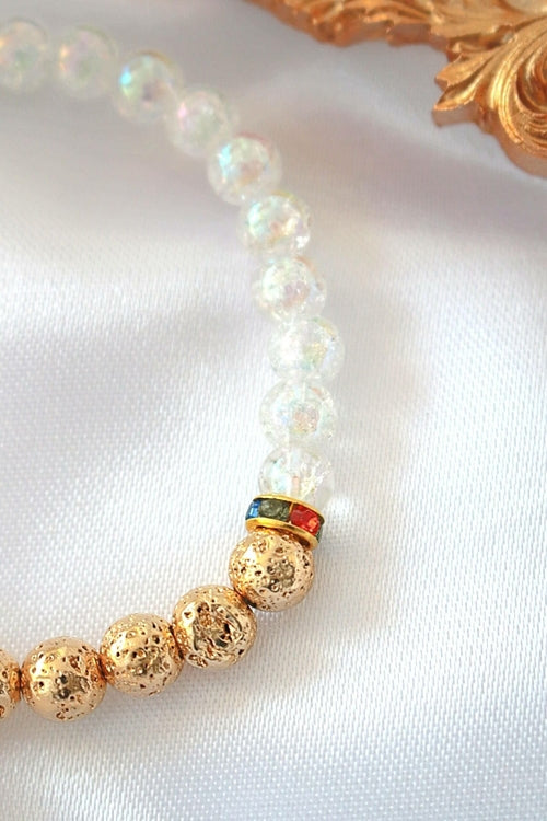 Handmade Aroma Diffuser Bracelet – Golden Lava Stone Elastic Bracelet