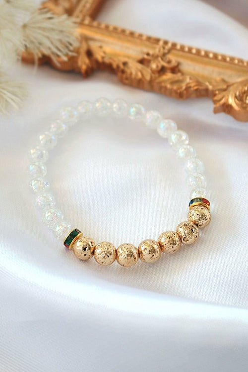 Handmade Aroma Diffuser Bracelet – Golden Lava Stone Elastic Bracelet