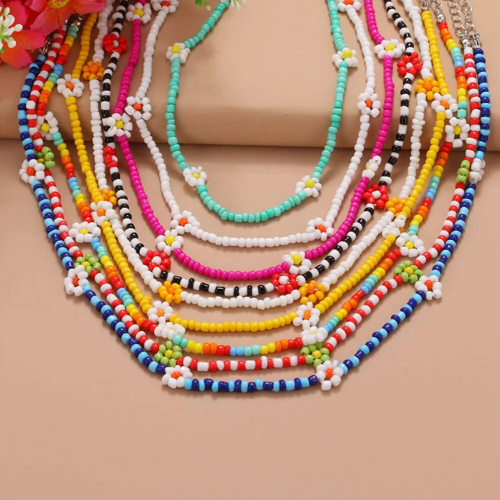 Radiant BoHo Style Colorful Beaded Pearl Choker