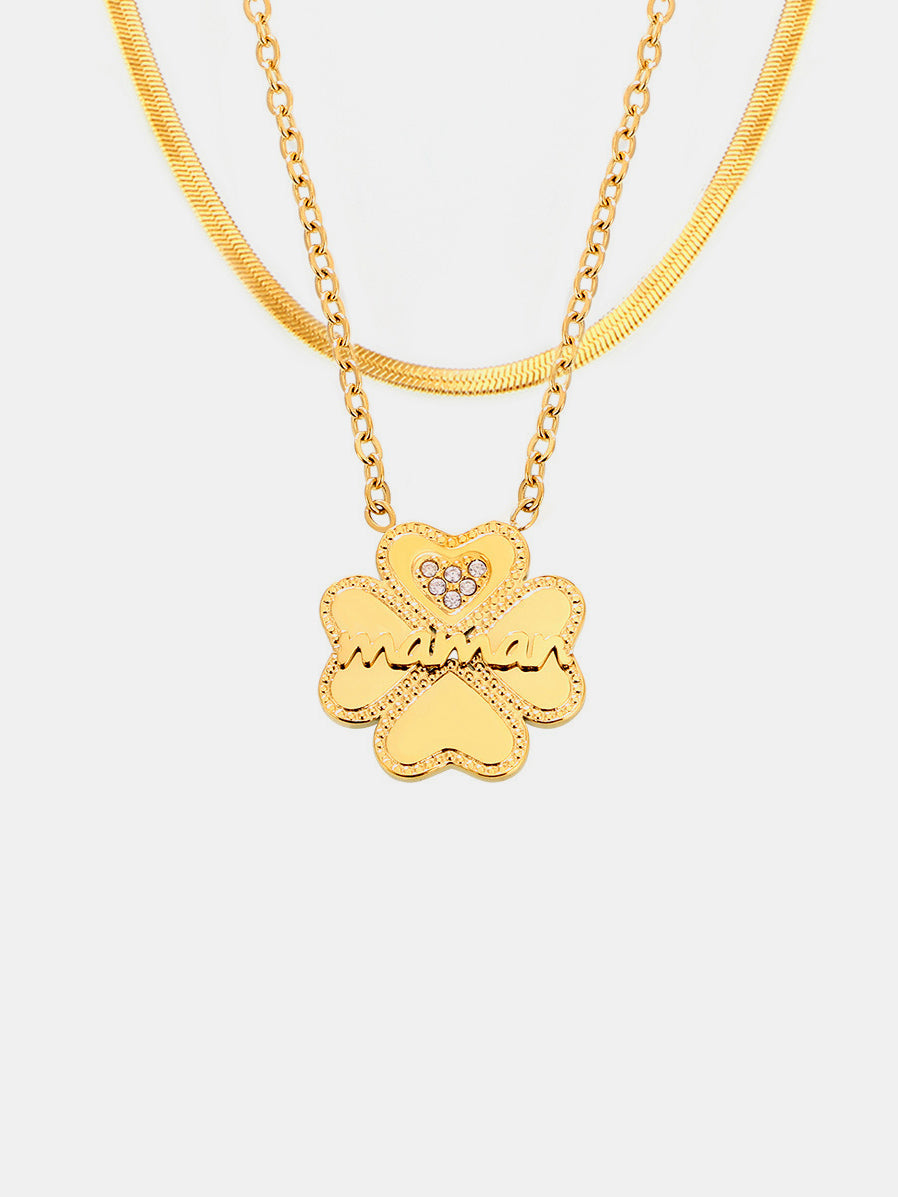 KayBee & Company 2 Piece 18K Inlaid Lucky Clover Necklace