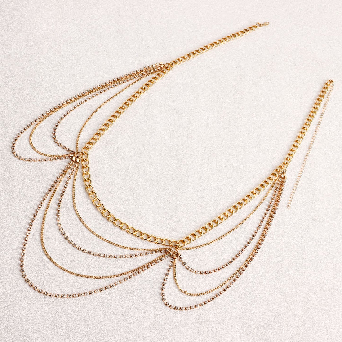 KayBee & Company Rhinestone Wave Type Body Chains Waist Chain