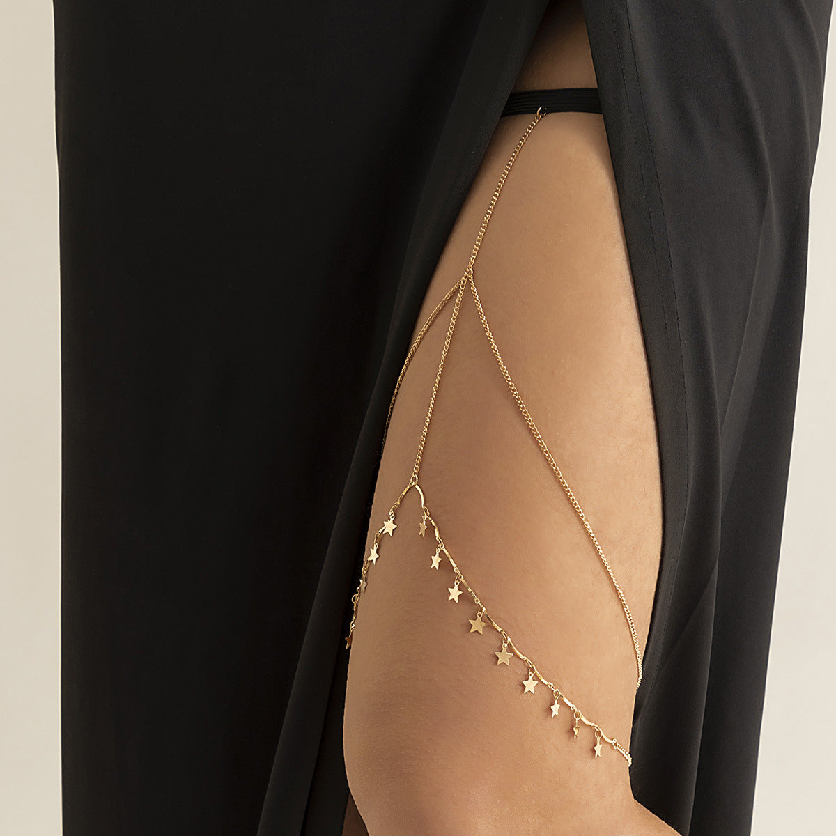 Geometric Star Rhinestone Fringe Thigh Chain