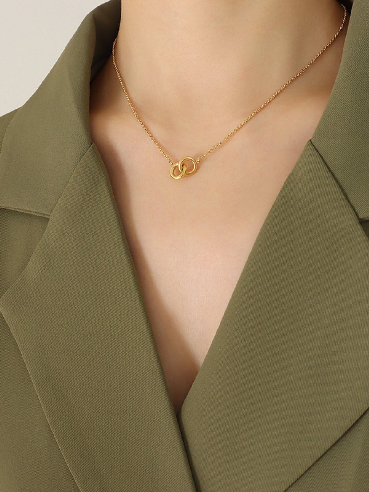 KayBee & Company 18K Two Hoops Pendant Necklace