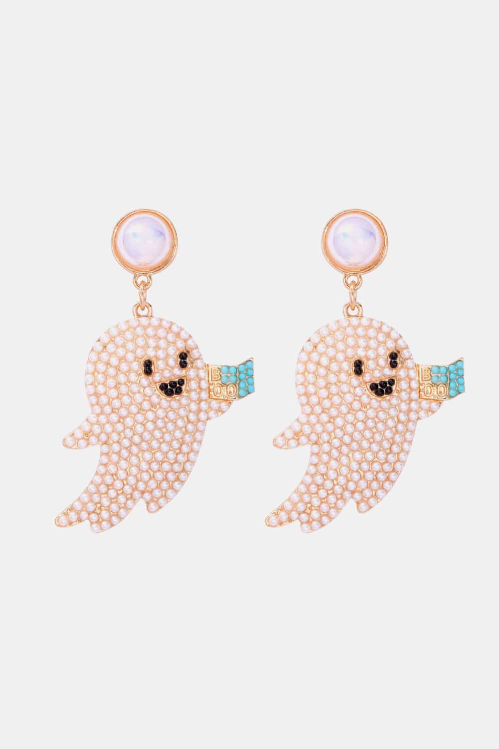 KayBee So Spooky Halloween Ghost Shape Synthetic Pearl Dangle Earrings