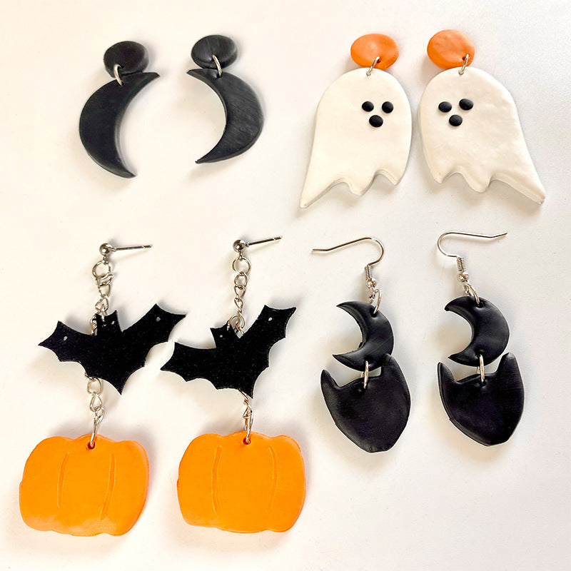 KayBee So Spooky Halloween Gothic Styles Pumpkin/Ghost/Bat/Moon Dangle Earrings