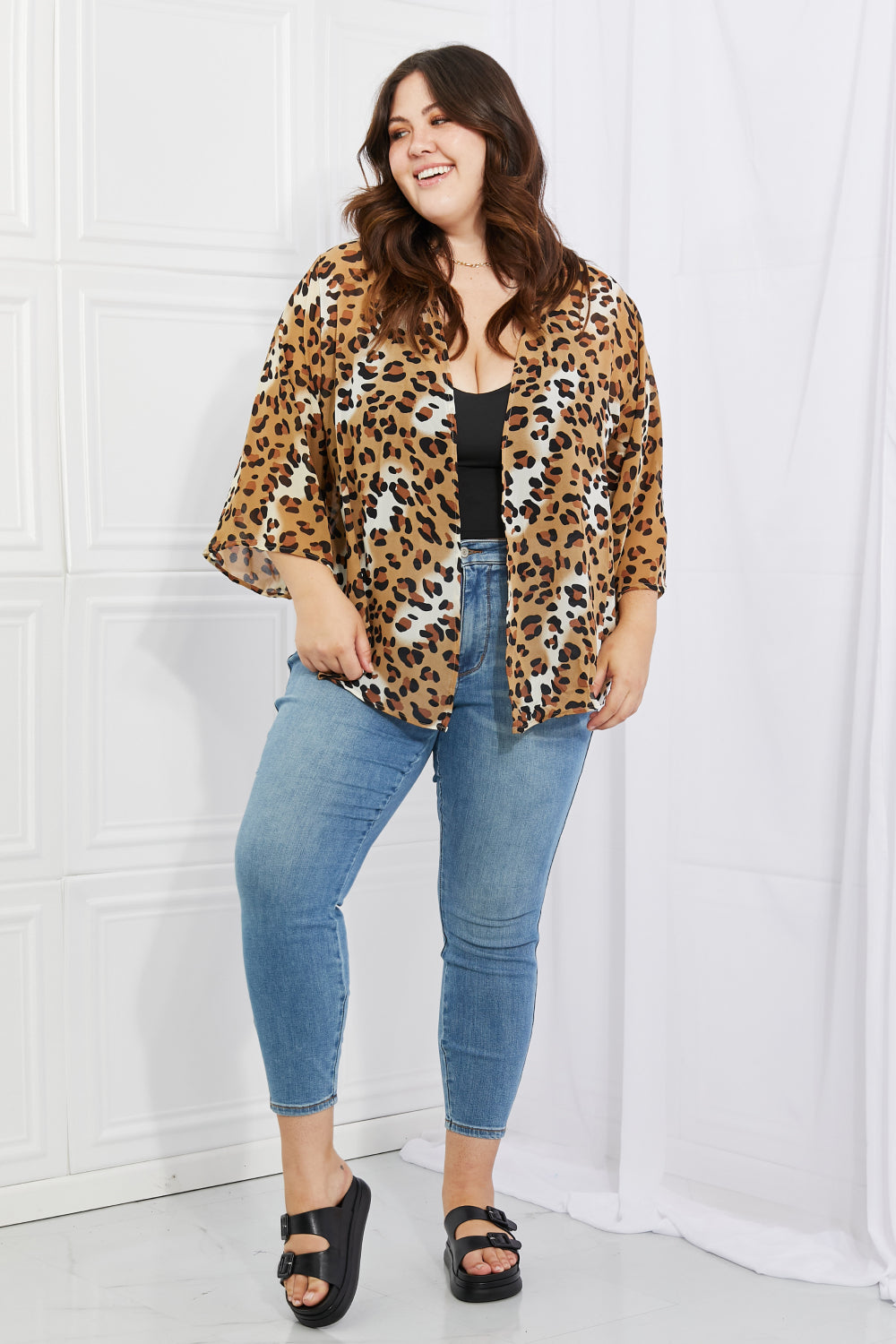Melody Wild Muse Animal Print Kimono in Camel
