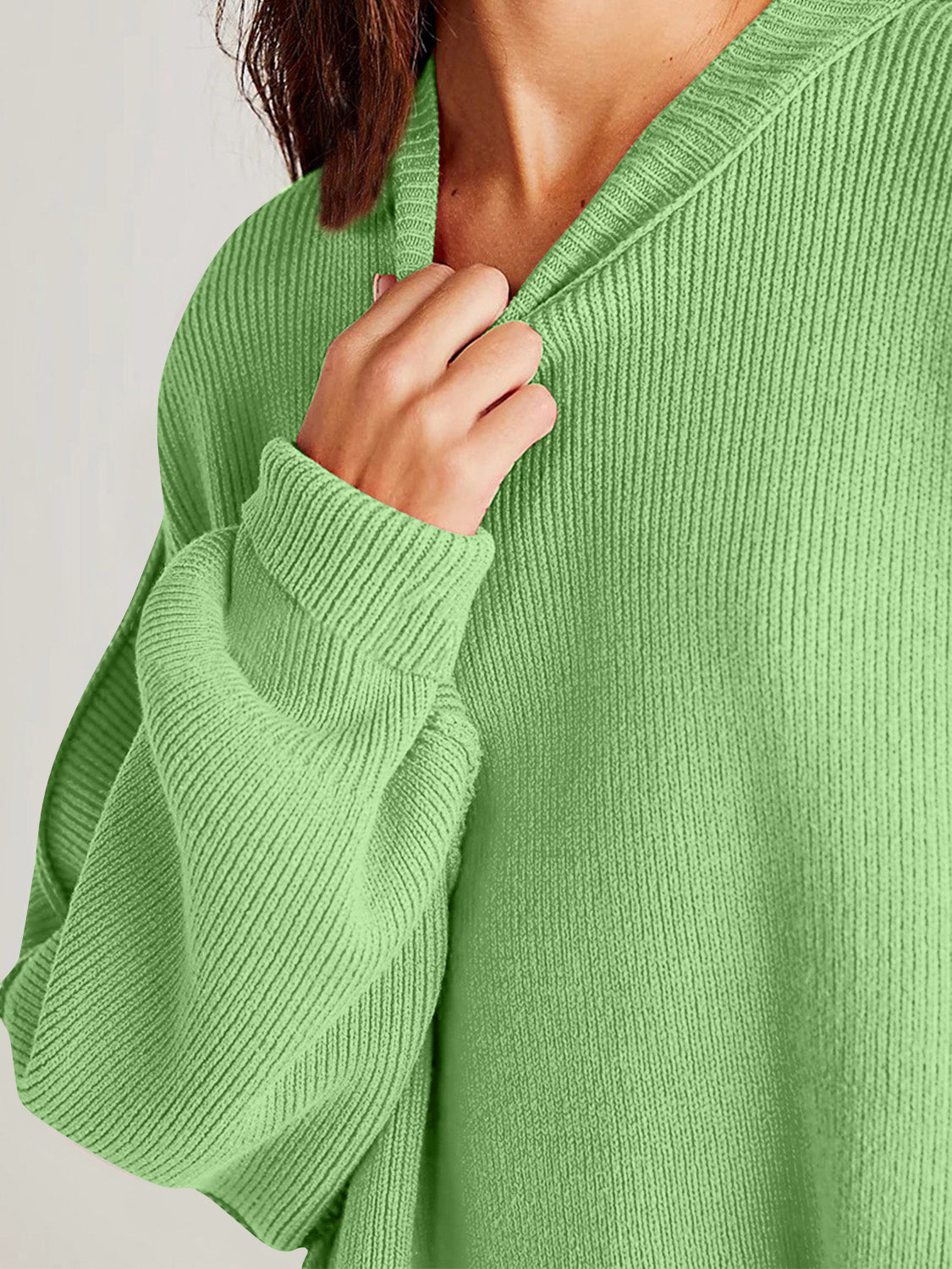 So Perfect Double Take Side Slit Round Neck Long Sleeve Sweater