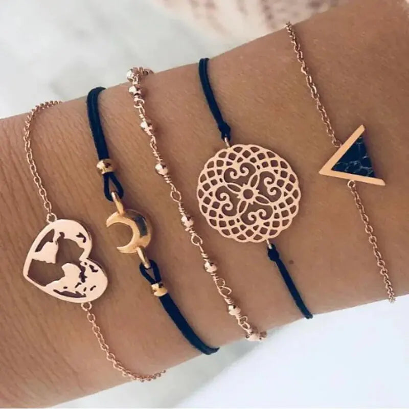 5-piece Bohemian Stack Bracelet Set