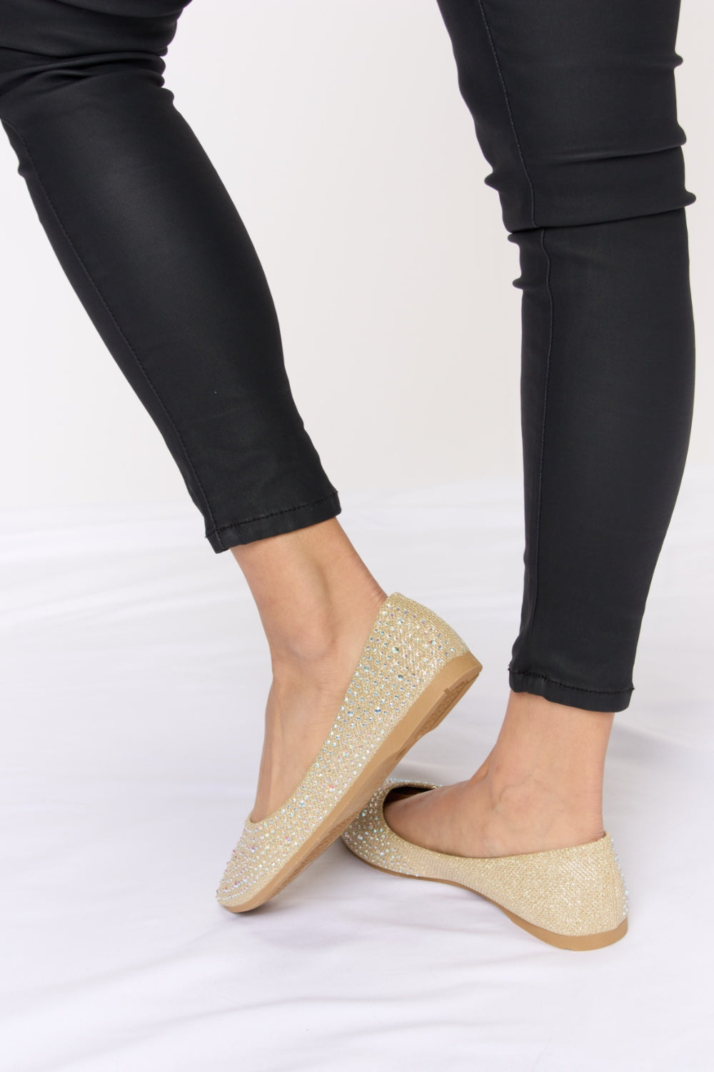 Forever Link Rhinestone Pointed Toe Ballet Flat Slip-Ons