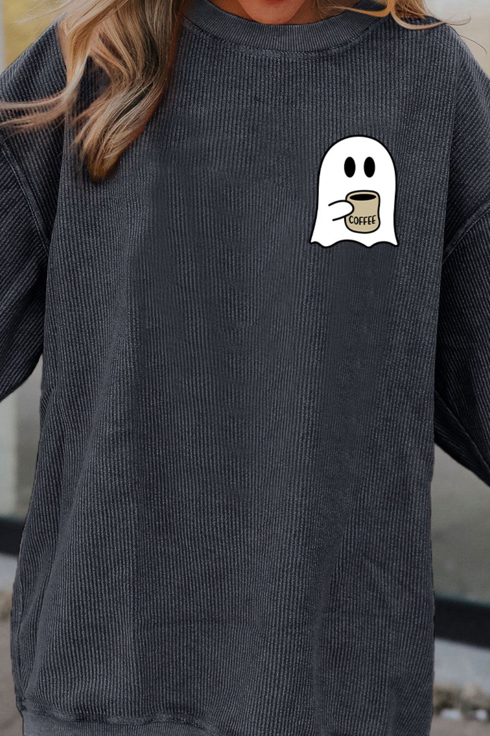 KayBee So Spooky Halloween Ghost Graphic Drop Shoulder Sweatshirt