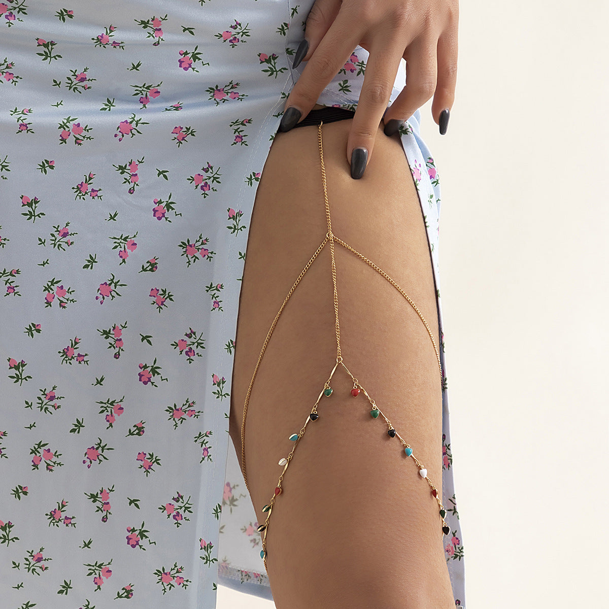 So Sexy Geometric Star Rhinestone Tassel Thigh Chain