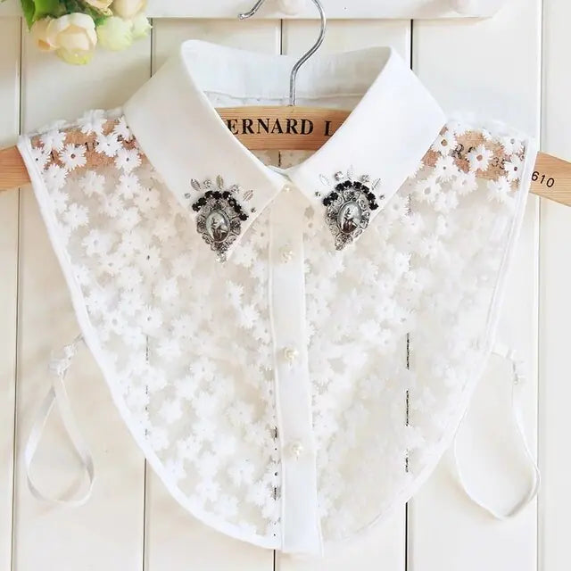 Vintage Style Detachable Silver Beaded Collar for Women