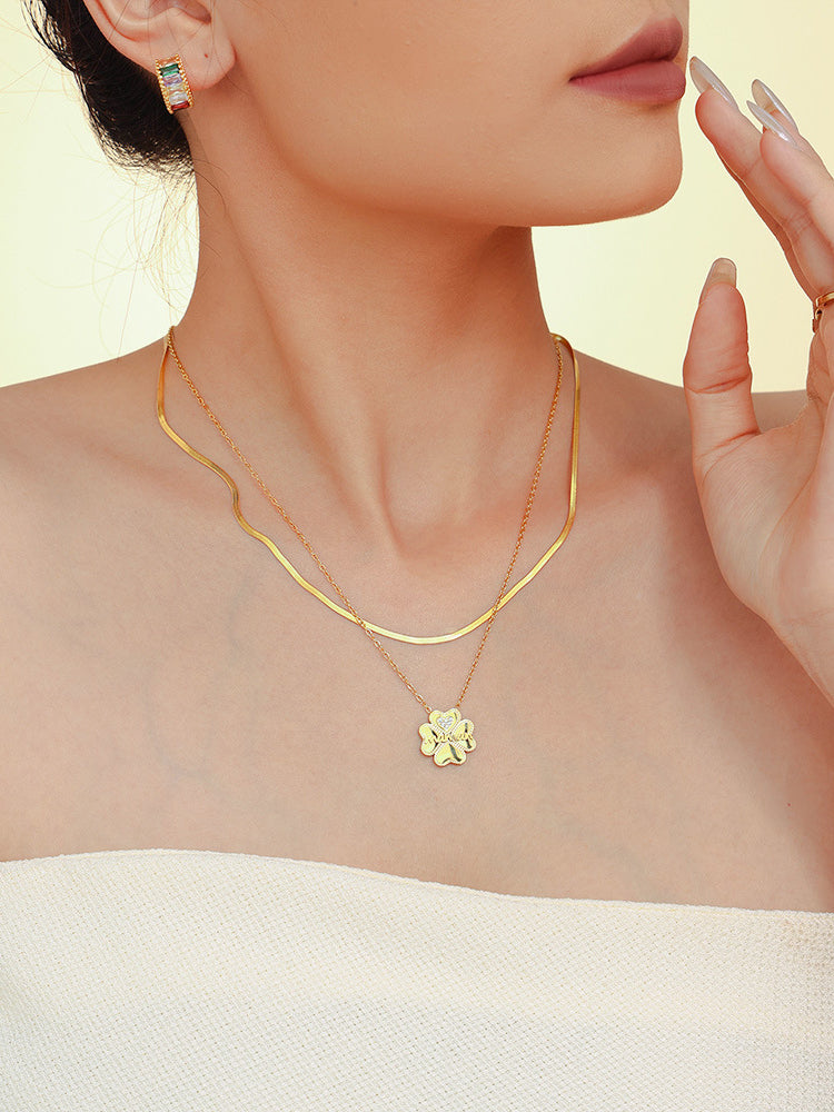 KayBee & Company 2 Piece 18K Inlaid Lucky Clover Necklace