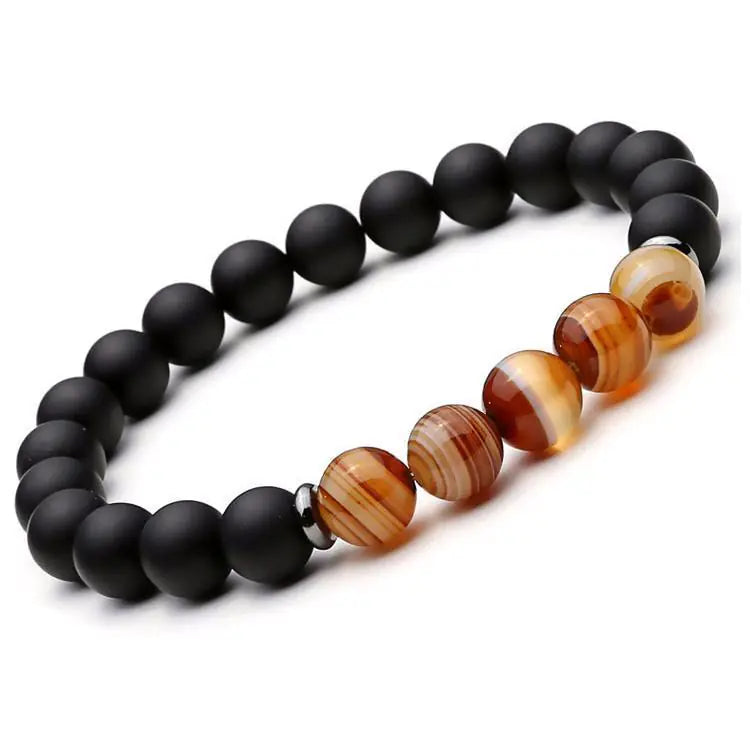 Natural Stone / Black Hematite Double Beaded Bracelet