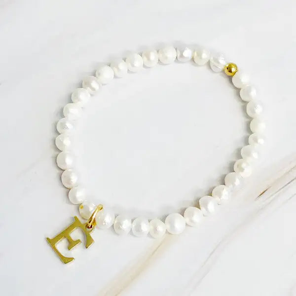 Radiant Freshwater Pearl Initial Charm Bracelet