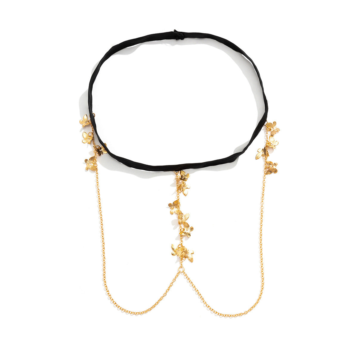Unique and Sexy Black Stretch Metal Butterfly Fringe Thigh Chain