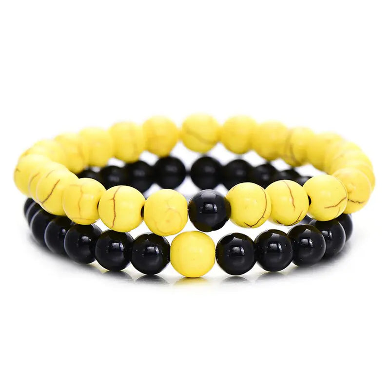 Unique Couples Beaded Crown Bracelet Set - One for Him, One for Her