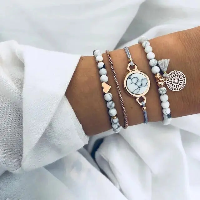 5-piece Bohemian Stack Bracelet Set