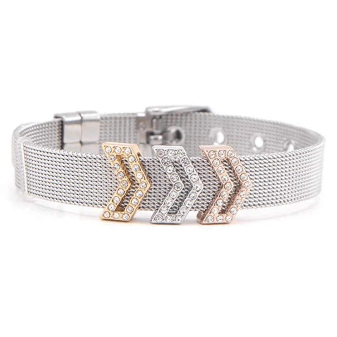 3 Chevron Pavé Silver Bracelet