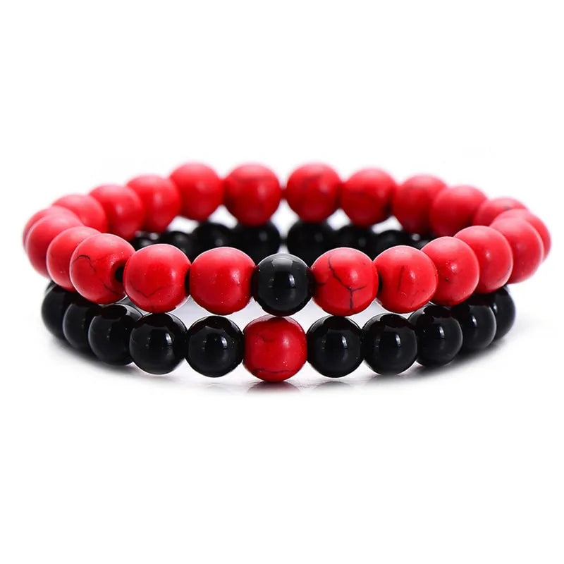 Unique Couples Beaded Crown Bracelet Set - One for Him, One for Her