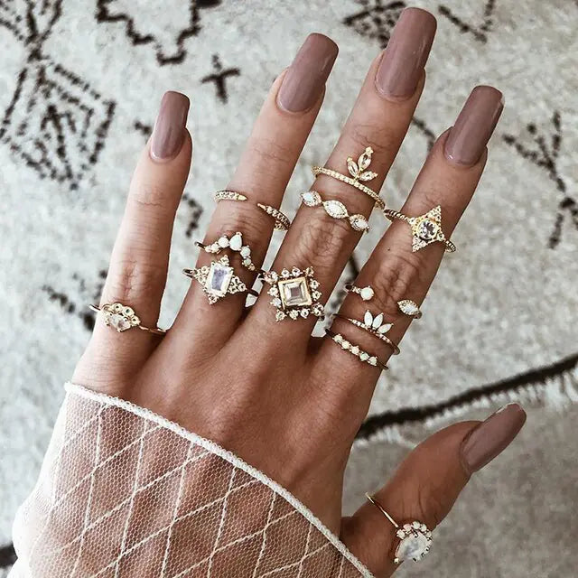 Unique Boho Inspired Geometric Infinity Rings Set - Set of 10