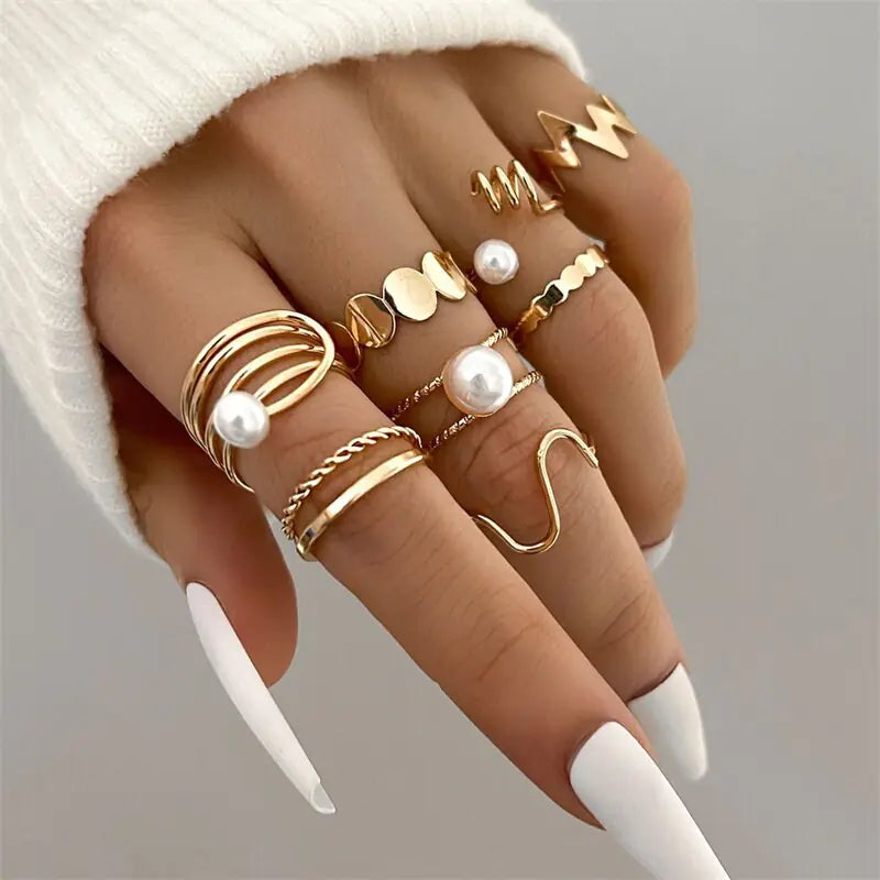 Unique Boho Inspired Geometric Infinity Rings Set - Set of 10