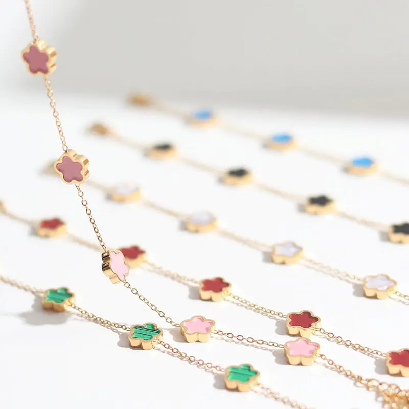 So Lovely Gemstones Flower Charm Bracelet