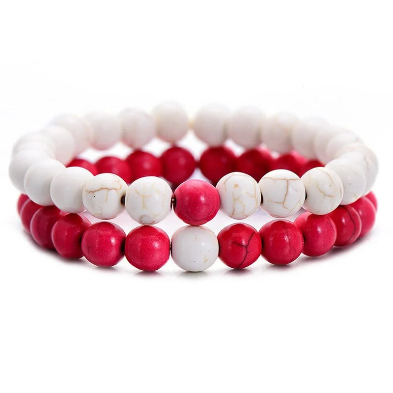 Unique Couples Beaded Crown Bracelet Set - One for Him, One for Her